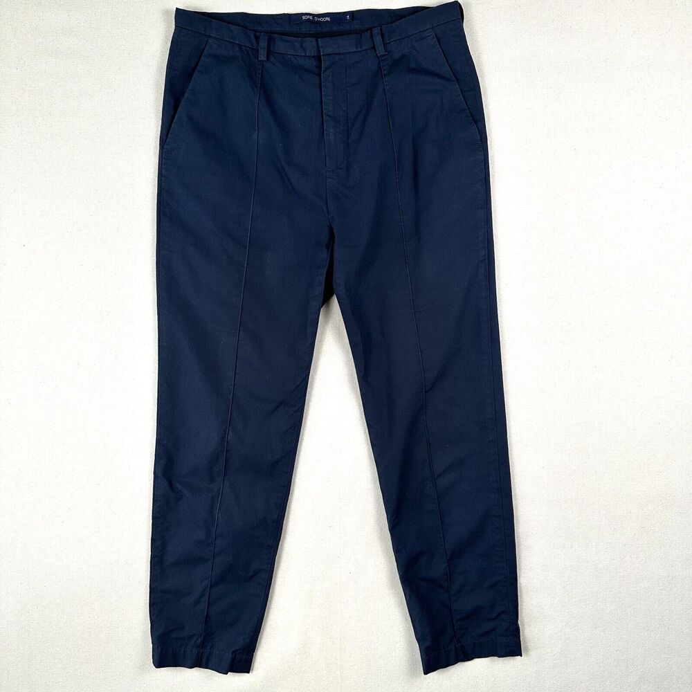 Sophie D'hoore Dress Pants Women’s 34 Navy Blue Tapered‎ Leg Mid Rise Pleated